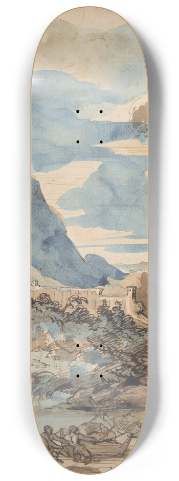 Thodore Gricault - Landscape with Fishermen 8.25 inch art skate deck