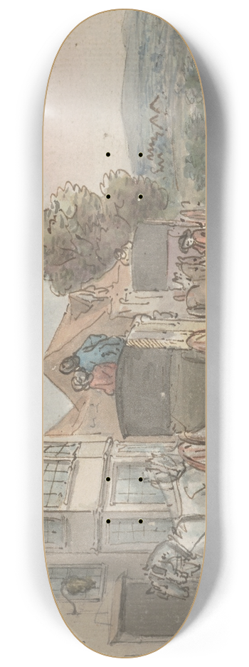 Thomas Rowlandson - Coaches outside an inn 8.25 inch art skate deck
