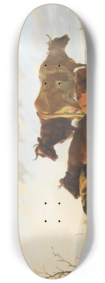 Thomas Sidney Cooper - Cattle Grazing In Canterbury Meadows 8.25 inch art skate deck
