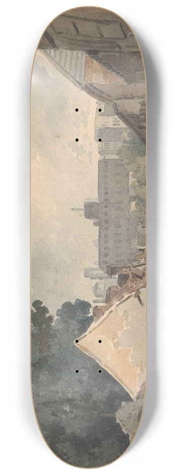 Thomas Sully - Street Scene, Lined with Buildings 8.25 inch art skate deck
