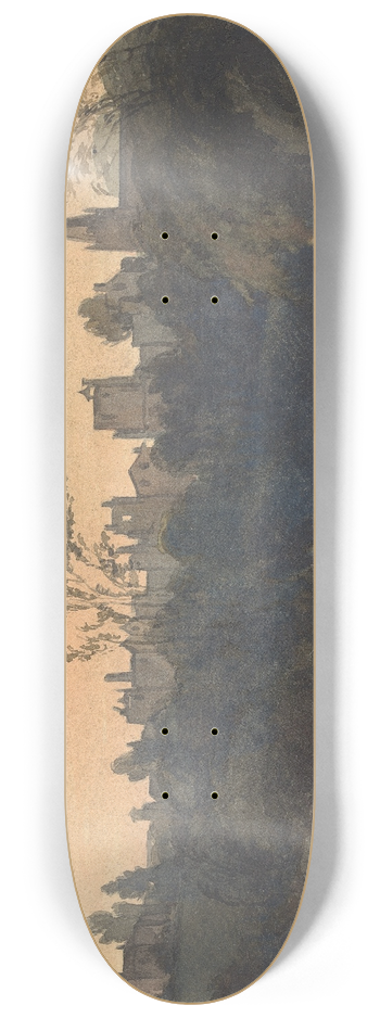 Thomas Sully - Town Scene on River 8.25 inch art skate deck