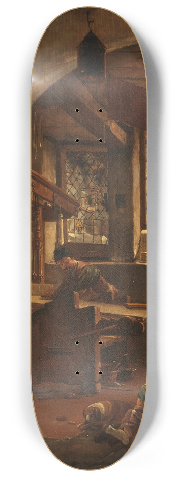 Thomas Wijck - Interior of a Weavers Cottage 8.25 inch art skate deck