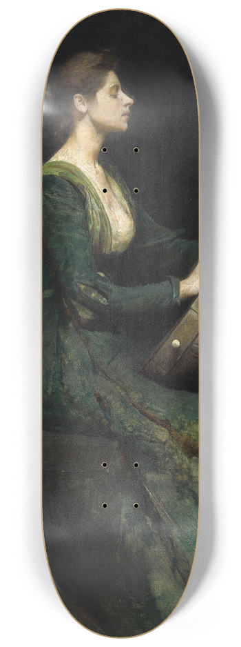 Thomas Wilmer Dewing - Lady with a Lute 8.25 inch art skate deck