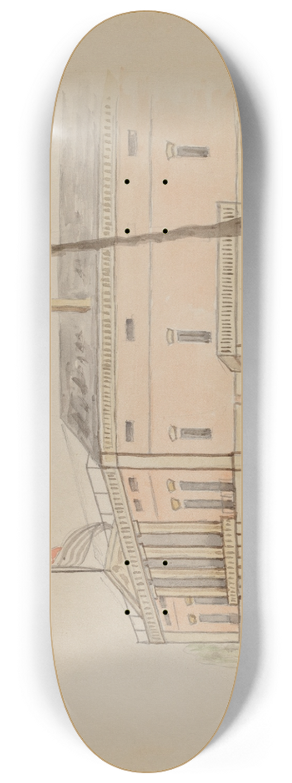 American 20th Century - House with Flag 8.25 inch art skate deck