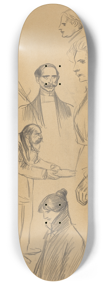 Thophile Alexandre Steinlen - Figure Studies (verso) 8.25 inch art skate deck