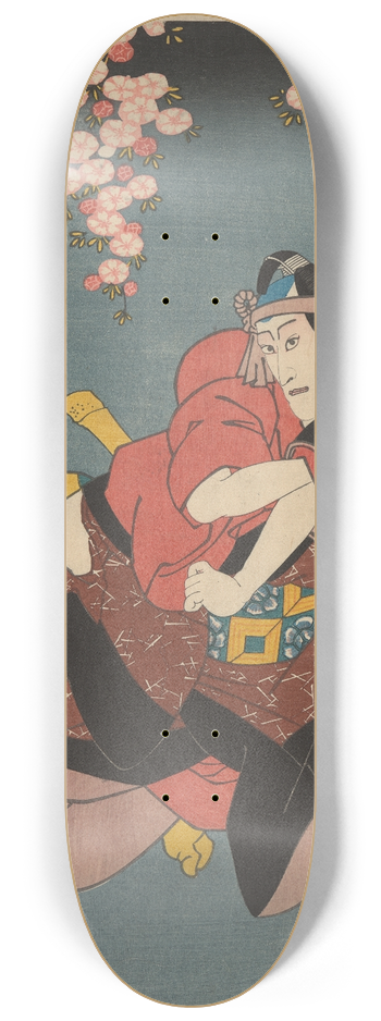 Toyokuni Utagawa - Actor in brown and red costume 8.25 inch art skate deck