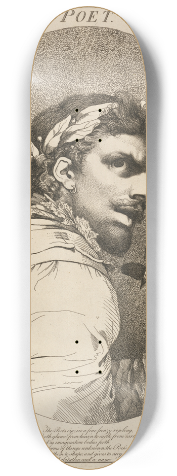 John Hamilton Mortimer - Poet, from A Midsummer Nights Dream, Act V, Scene i 8.25 inch art skate deck