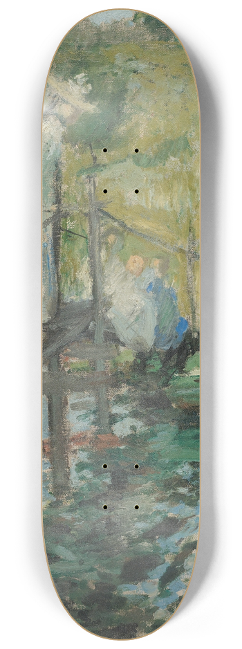 John Henry Twachtman - Summer Afternoon (Figures On A Bridge) 8.25 inch art skate deck
