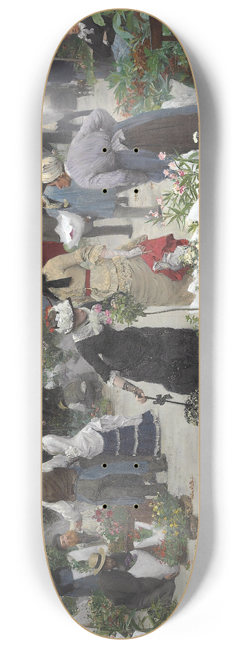 Victor Gabriel Gilbert - Le march des fleurs 8.25 inch art skate deck