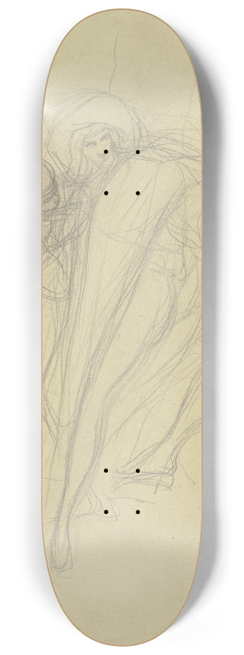 Victor Mller - Ein Mann mit groem Hut, dem sich eine Frau anschmiegt, rechts eine sitzende Figur 8.25 inch art skate deck