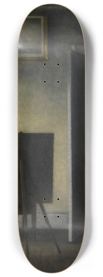 Vilhelm Hammershi - Interior with the Artists Easel 8.25 inch art skate deck