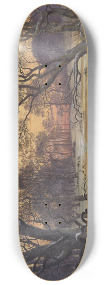 Vilhelm Kyhn - Winter Night in a Forest 8.25 inch art skate deck