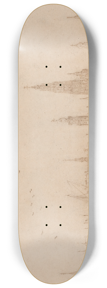 Wenceslaus Hollar - View of Antwerp 8.25 inch art skate deck
