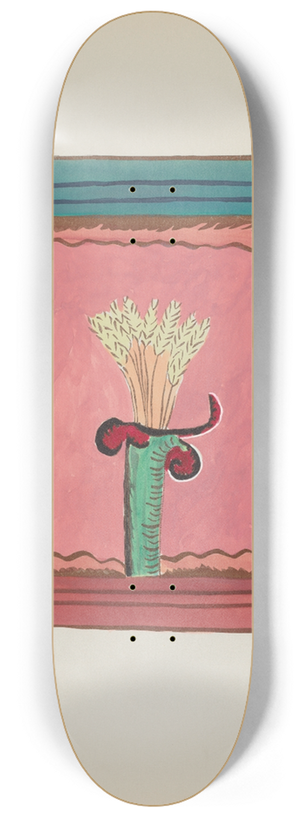 American 20th Century - Plate 16  Wheat Sheaf, Altar Panel  From Portfolio Spanish Colonial Designs of New Mexico 8.25 inch art skate deck