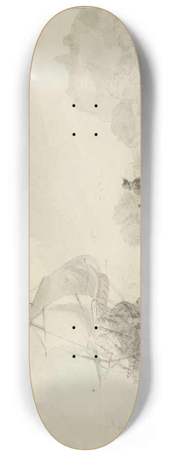 Wigerus Vitringa - Bewegte See, links segelt ein groes Schiff, rechts ein Ruderboot mit vier Mann 8.25 inch art skate deck