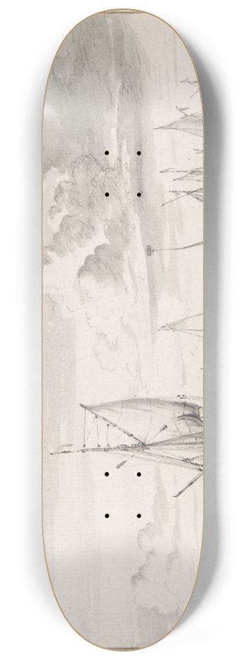 Wigerus Vitringa - Various Ships and a Rowing Boat on an Estuary 8.25 inch art skate deck