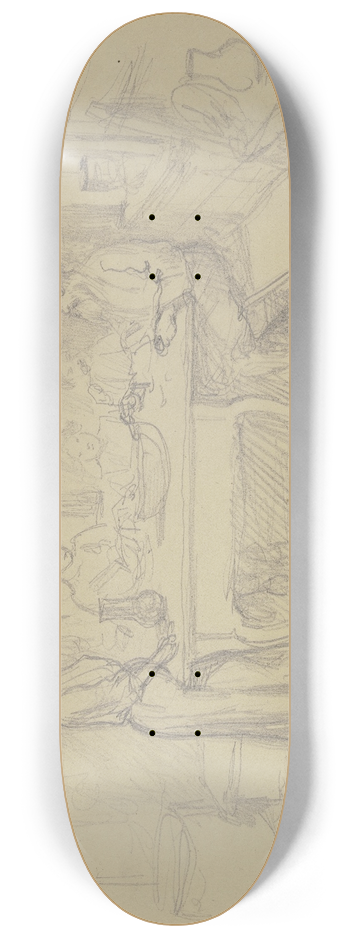 Wilhelm Amandus Beer - Russische Bauern beim Essen 8.25 inch art skate deck
