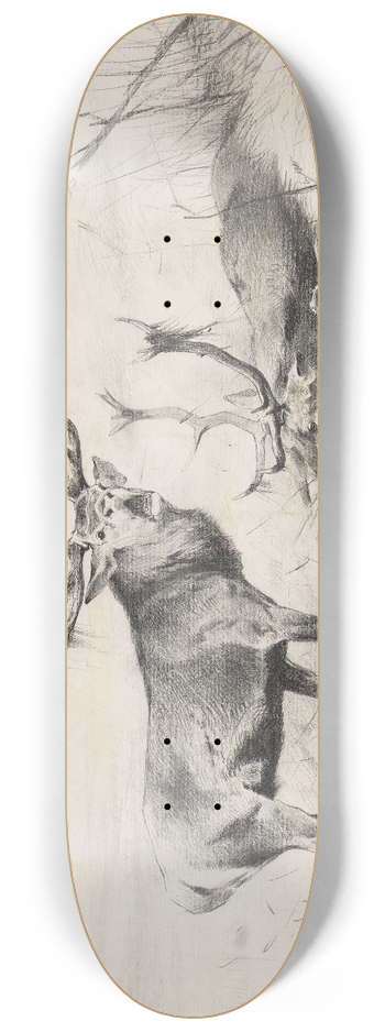 Wilhelm Kuhnert - Besiegt (Rothirsche) 8.25 inch art skate deck