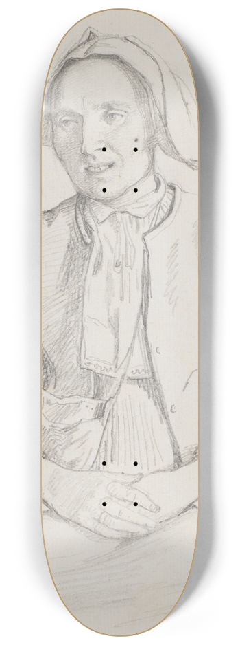 Wilhelm Marstrand - Siddende svensk kone, knstykke 8.25 inch art skate deck