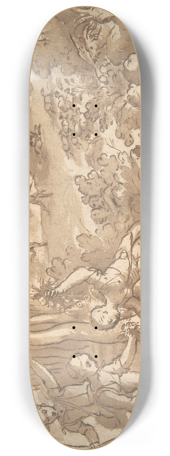 Adam van Noort - Landscape with Lovers and Hunters 8.25 inch art skate deck