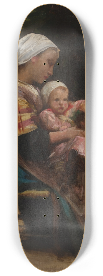 William Bouguereau - Study of a Mother and Child 8.25 inch art skate deck