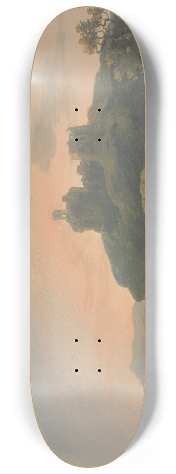 John Laporte - Evening  Landscape with a Ruined Castle 8.25 inch art skate deck