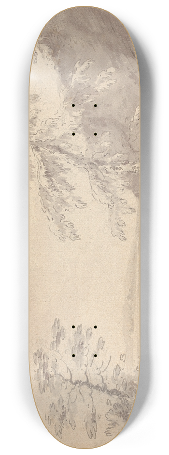 William Gilpin - Two Trees in a Landscape 8.25 inch art skate deck