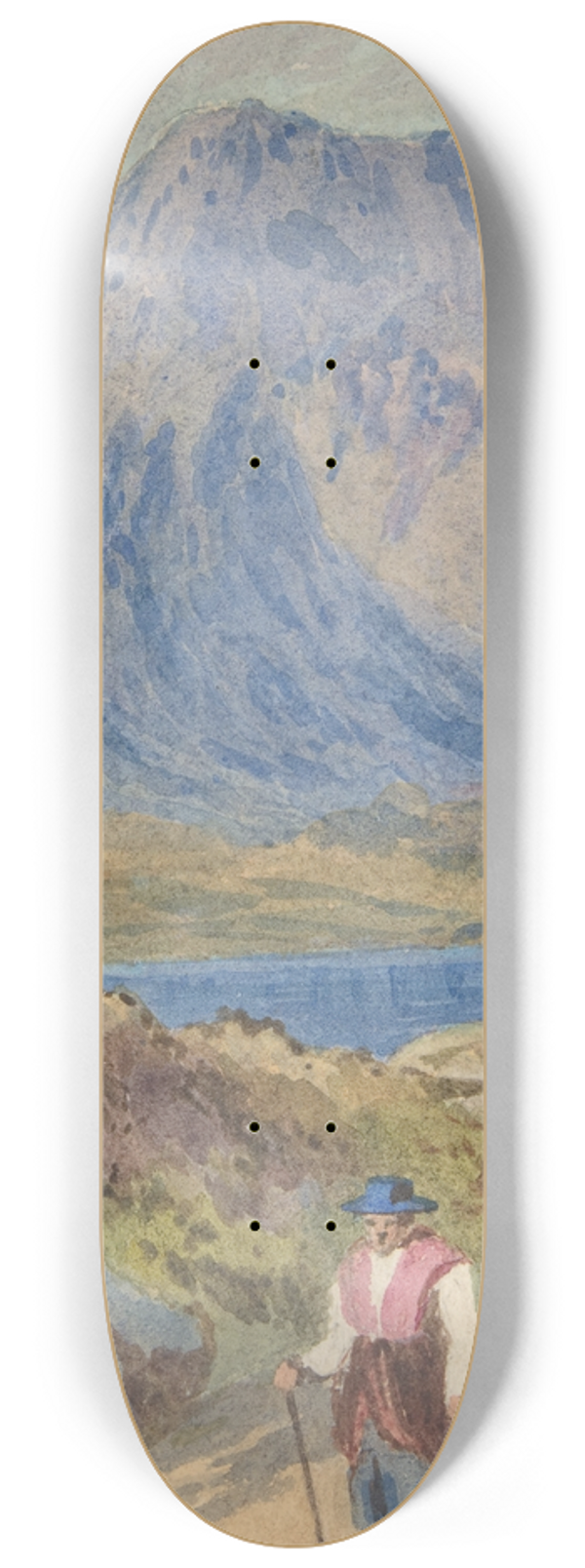 John Leech - Mountainous Landscape with Hiker 8.25 inch art skate deck