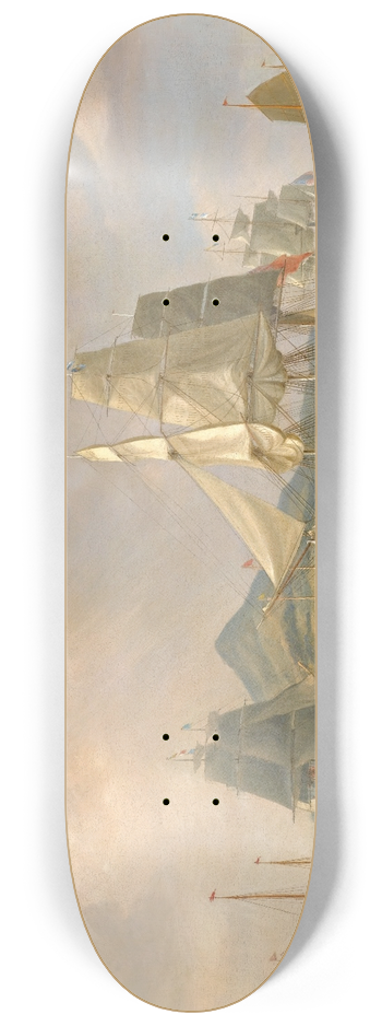 William John Huggins - The Opium Ships At Lintin, China 8.25 inch art skate deck