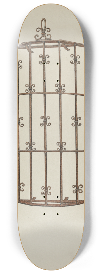William Kieckhofel - Iron Grille at Window 8.25 inch art skate deck