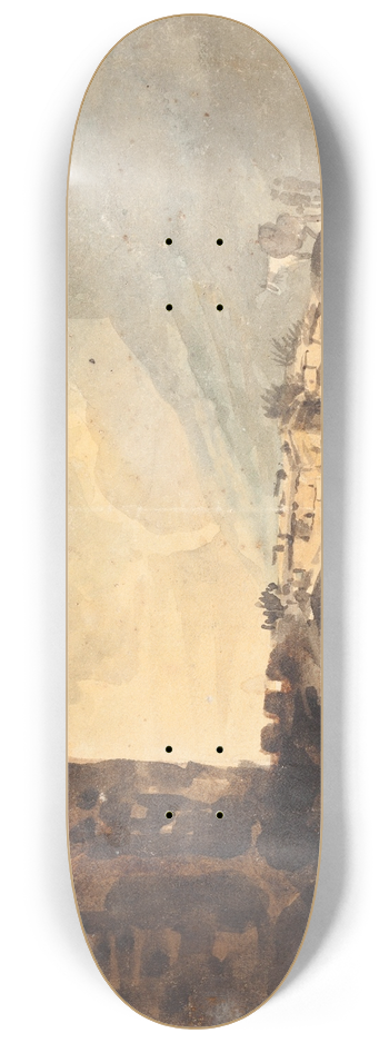 William Payne - Landscape with a Castle and Bridge 8.25 inch art skate deck