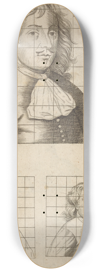 William Salmon - Plate XV: Portrait study of male bust 8.25 inch art skate deck