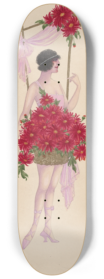 Will R. Barnes - 15-Chrysanthemums (Red) 8.25 inch art skate deck