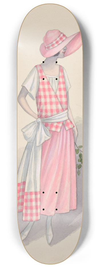Will R. Barnes - Gingham girl, 3 8.25 inch art skate deck