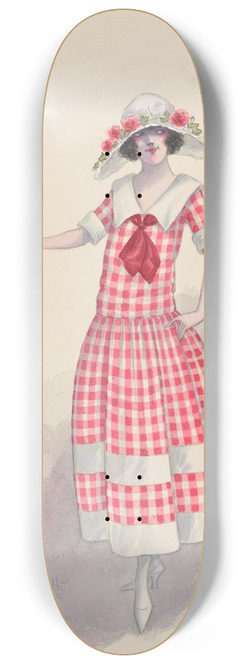 Will R. Barnes - Gingham girl, 6 8.25 inch art skate deck