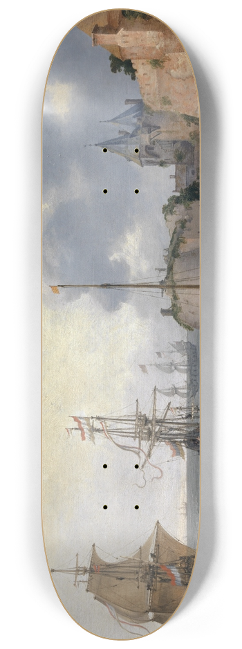 Adam Willaerts - Dutch Harbour with Sailing Ships 8.25 inch art skate deck