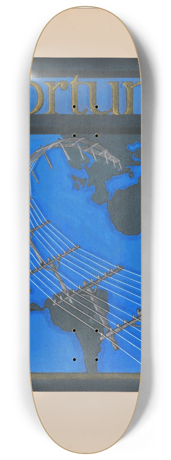 Winold Reiss - Graphic designs for Fortune magazine.] [Study for cover with telephone lines spanning the globe 8.25 inch art skate deck