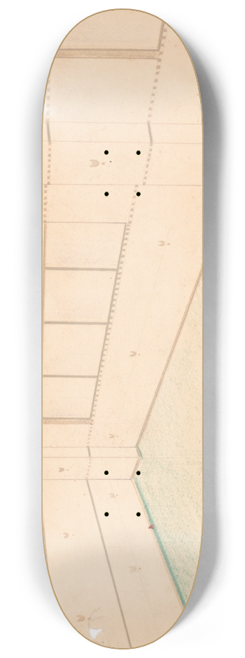 Winold Reiss - Interior design drawings for unidentified rooms.] [Sketch for interior with green coloring and floral pattern on wall 8.25 inch art skate deck
