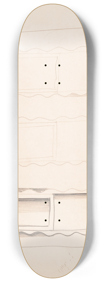 Winold Reiss - Interior design drawings for unidentified rooms. Sketch for unidentified interior 8.25 inch art skate deck