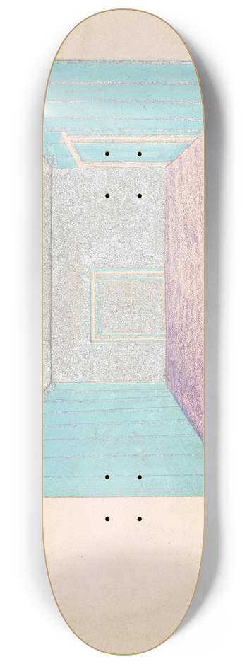 Winold Reiss - Interior design drawings for unidentified rooms.] [Sketch for unidentified room with silver wall and ceiling 8.25 inch art skate deck