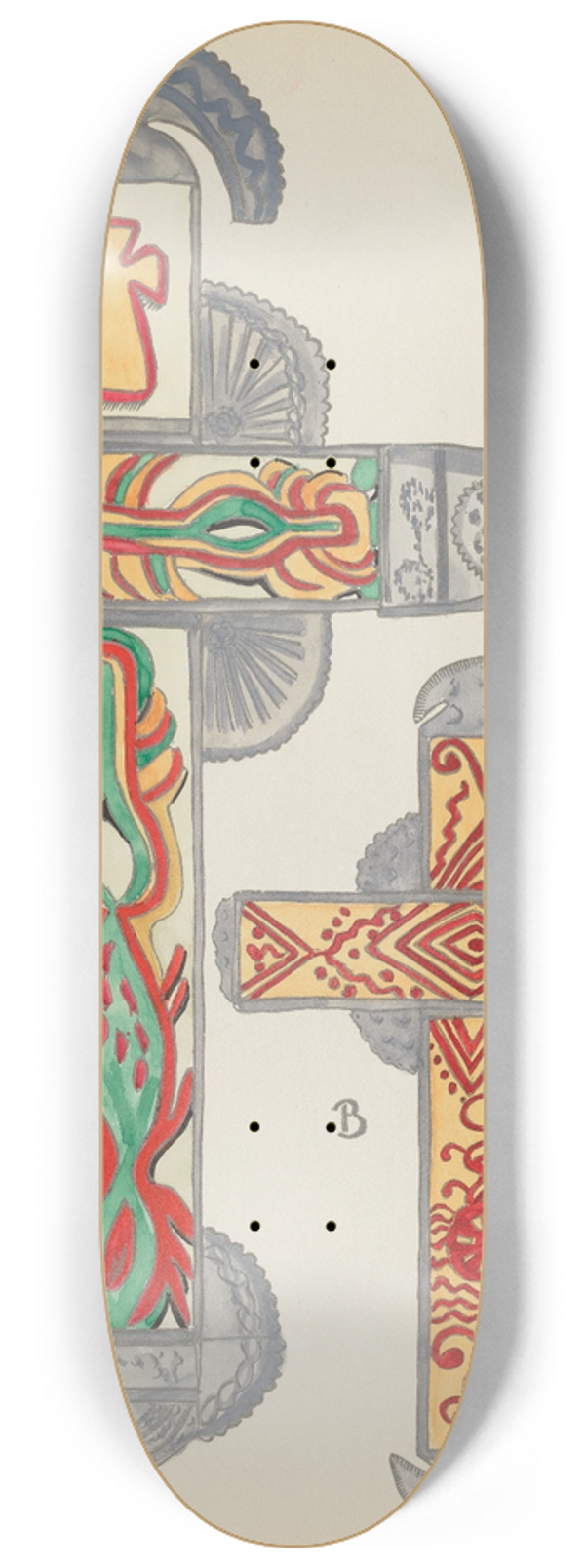 American 20th Century - Plate 47  Crosses of Tin  From Portfolio Spanish Colonial Designs of New Mexico 8.25 inch art skate deck