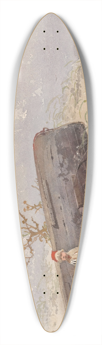 Frans Arnold Breuhaus de Groot - Boat on the Beach 39.3 inch art pintail longboard deck