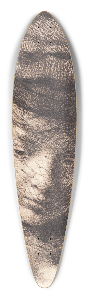 Frans Schwartz - Ung pige med hue og slr 39.3 inch art pintail longboard deck