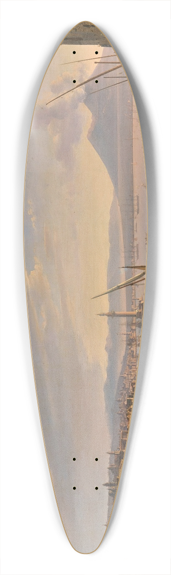 Frans Vervloet - View Of Naples With The Lighthouse, Vesuvius Beyond 39.3 inch art pintail longboard deck