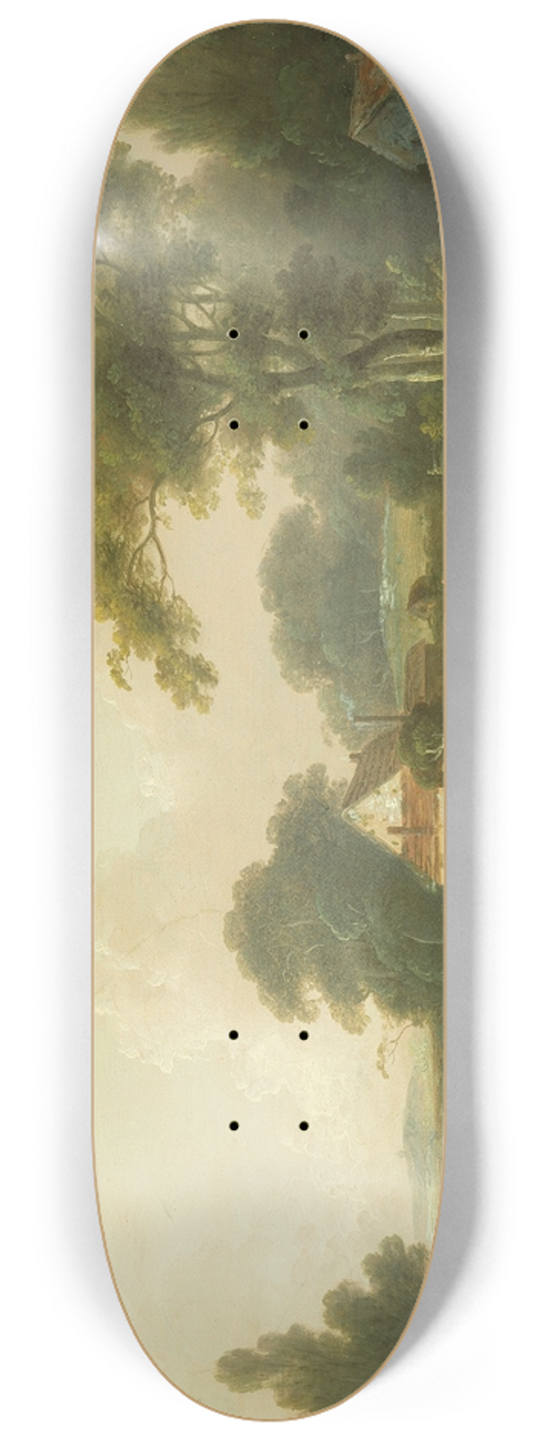 John Rathbone - Landscape with Fisherman and Washerwoman 8.25 inch art skate deck