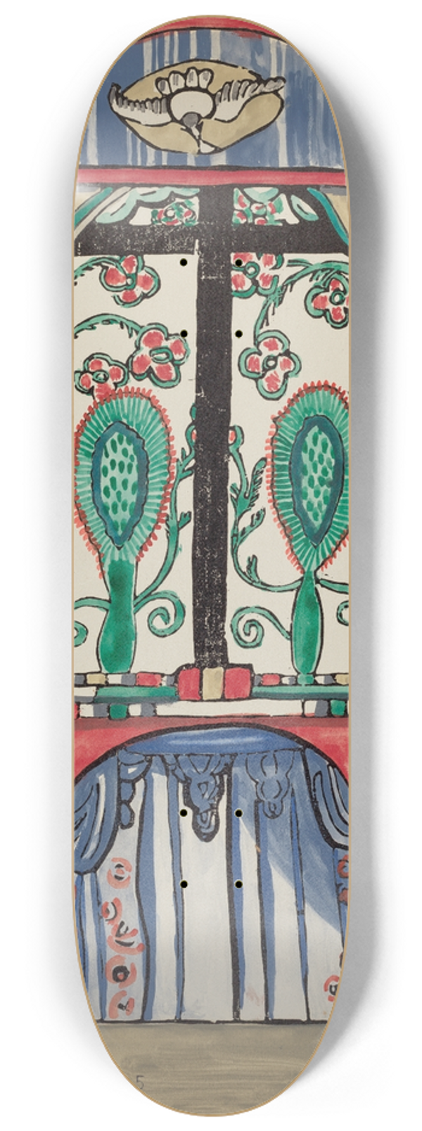 American 20th Century - Plate 5  Main Altarpiece, Santa Cruz  From Portfolio Spanish Colonial Designs of New Mexico 8.25 inch art skate deck