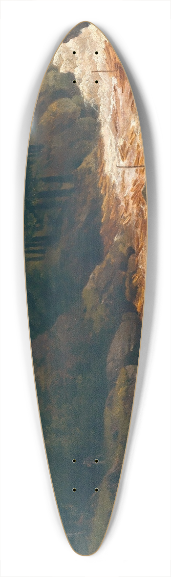Franz Scheyerer - Loggers at a Mountain Torrent 39.3 inch art pintail longboard deck
