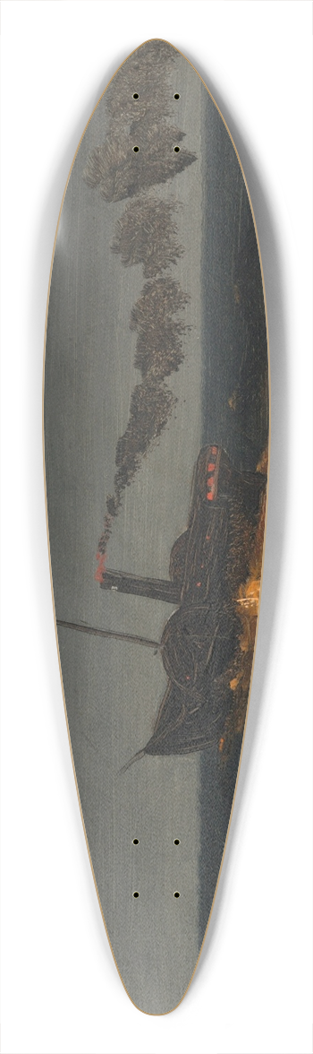 Frederic Edwin Church - Paddle steamer at dusk 39.3 inch art pintail longboard deck