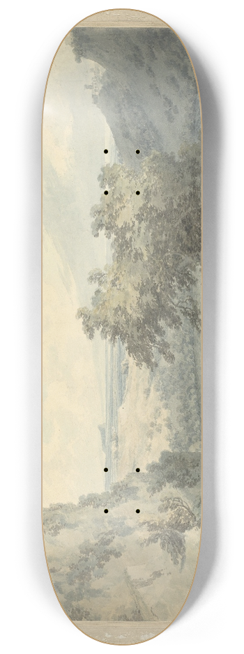 John Robert Cozens - Italian Mountainous Landscape with Lake Nemi 8.25 inch art skate deck