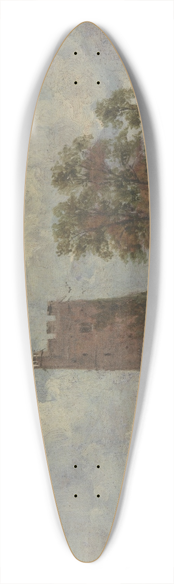Frederick Waters Watts - Landscape with a Church 39.3 inch art pintail longboard deck